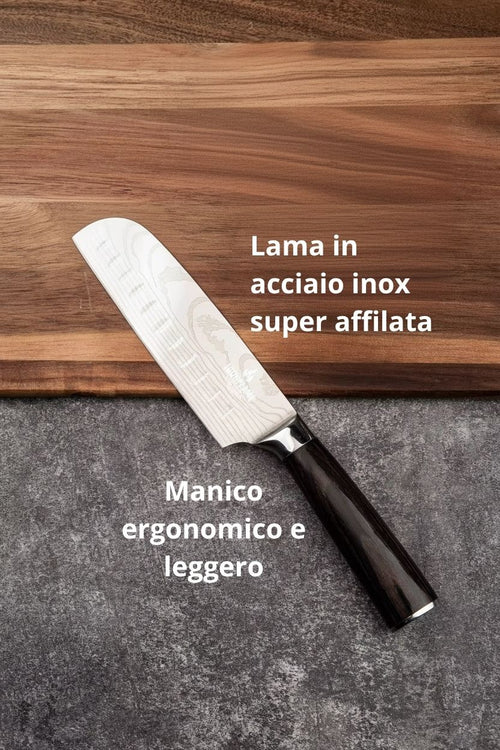 Professional Santoku Knife 30cm - Stainless Steel, Wooden Handle, Chef Level